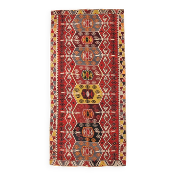 Multicolor Kilim Rug, 169x370Cm Vintage Kilim Rug, Living Room Rug,