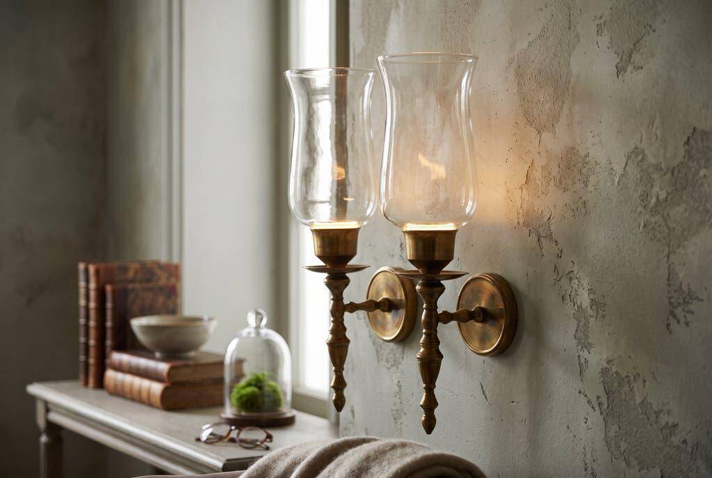 Ensemble de 2 appliques murales vintage en laiton