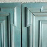 Pair Old Patinated Door Blue Aubusson Wooden Door Deco