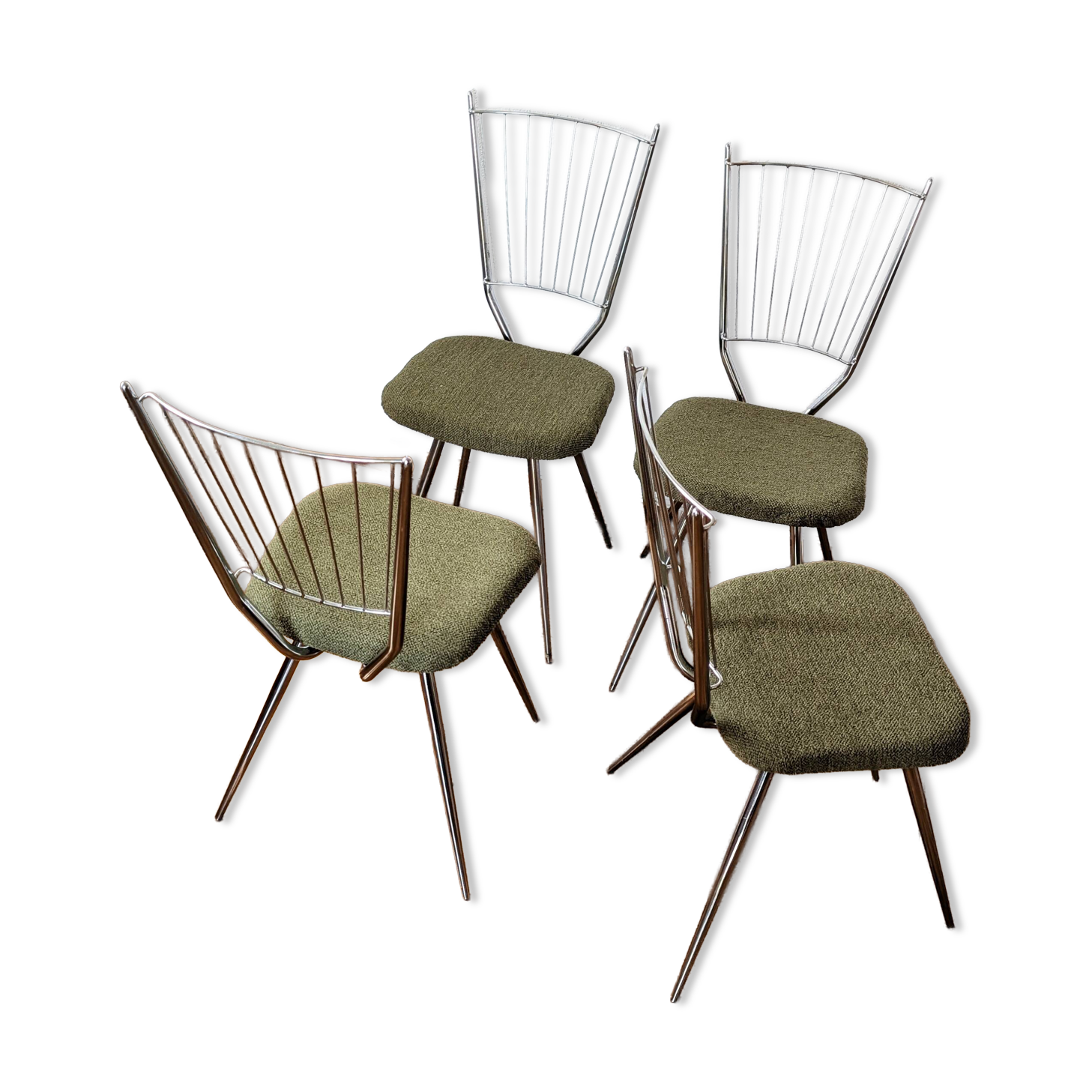 Set of 4 restored vintage chrome chairs.