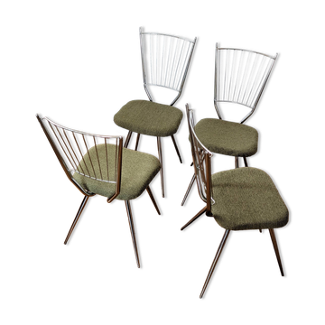 Set of 4 restored vintage chrome chairs