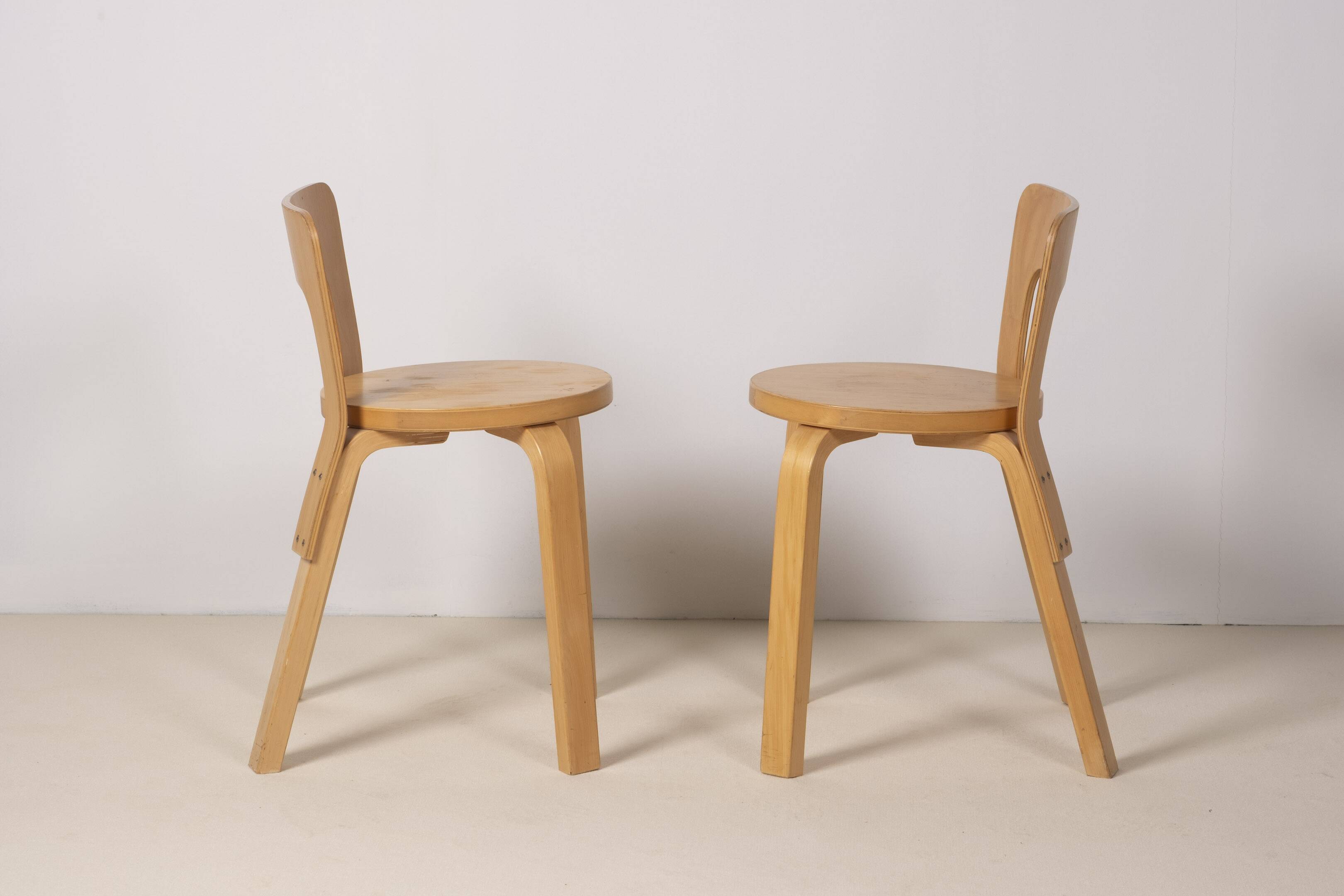 2x Alvar Aalto Chair Model 65, 1970s Artek