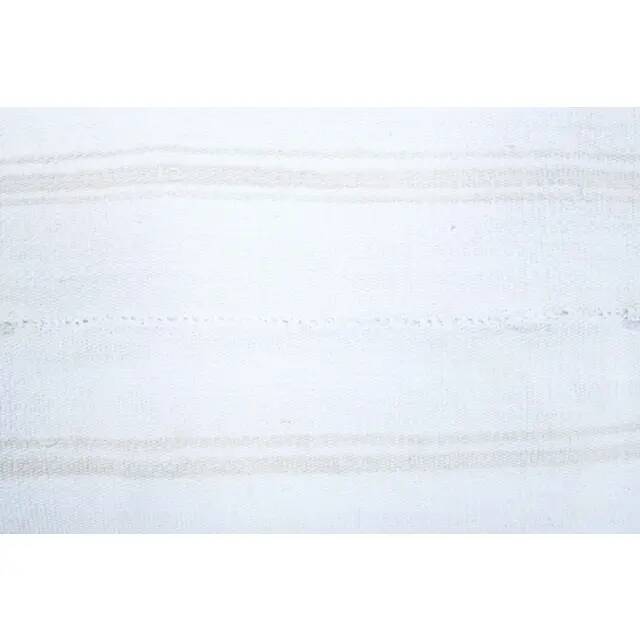 Vintage Turkish Oushak Handmade Cotton White Wool Kilim Area Rug 144x225