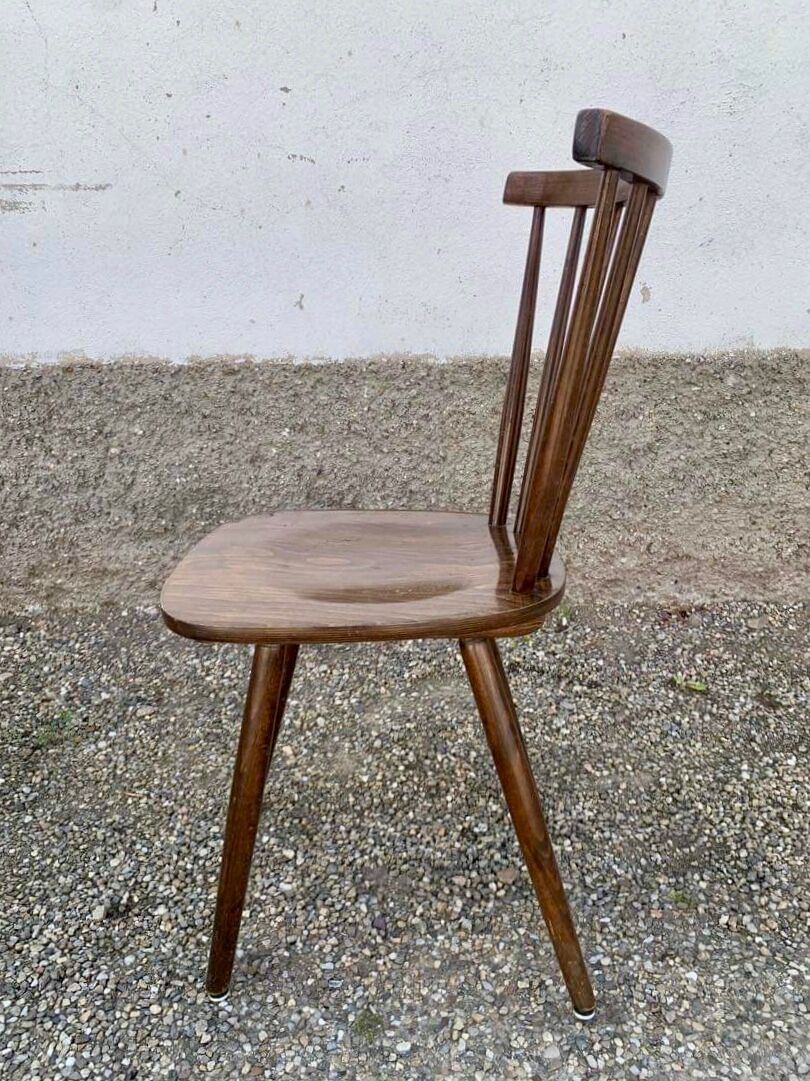 Series of 4 old chairs bistro wood curve dossir eventail in hetre