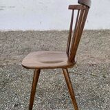 Série de 4 anciennes chaises bistrot bois courbe dossir eventail en hetre
