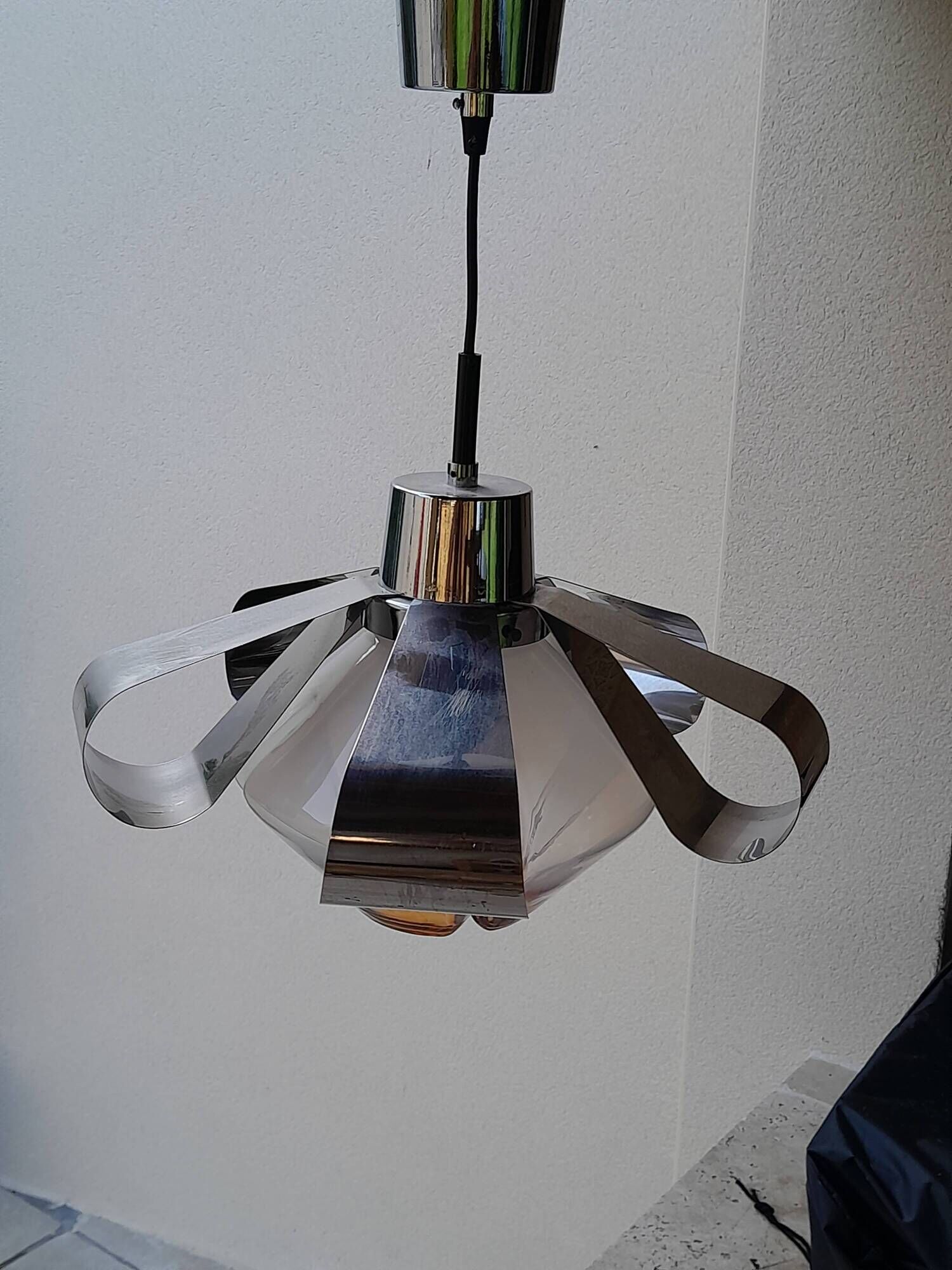 Suspension Mazzega Murano in metal chrome