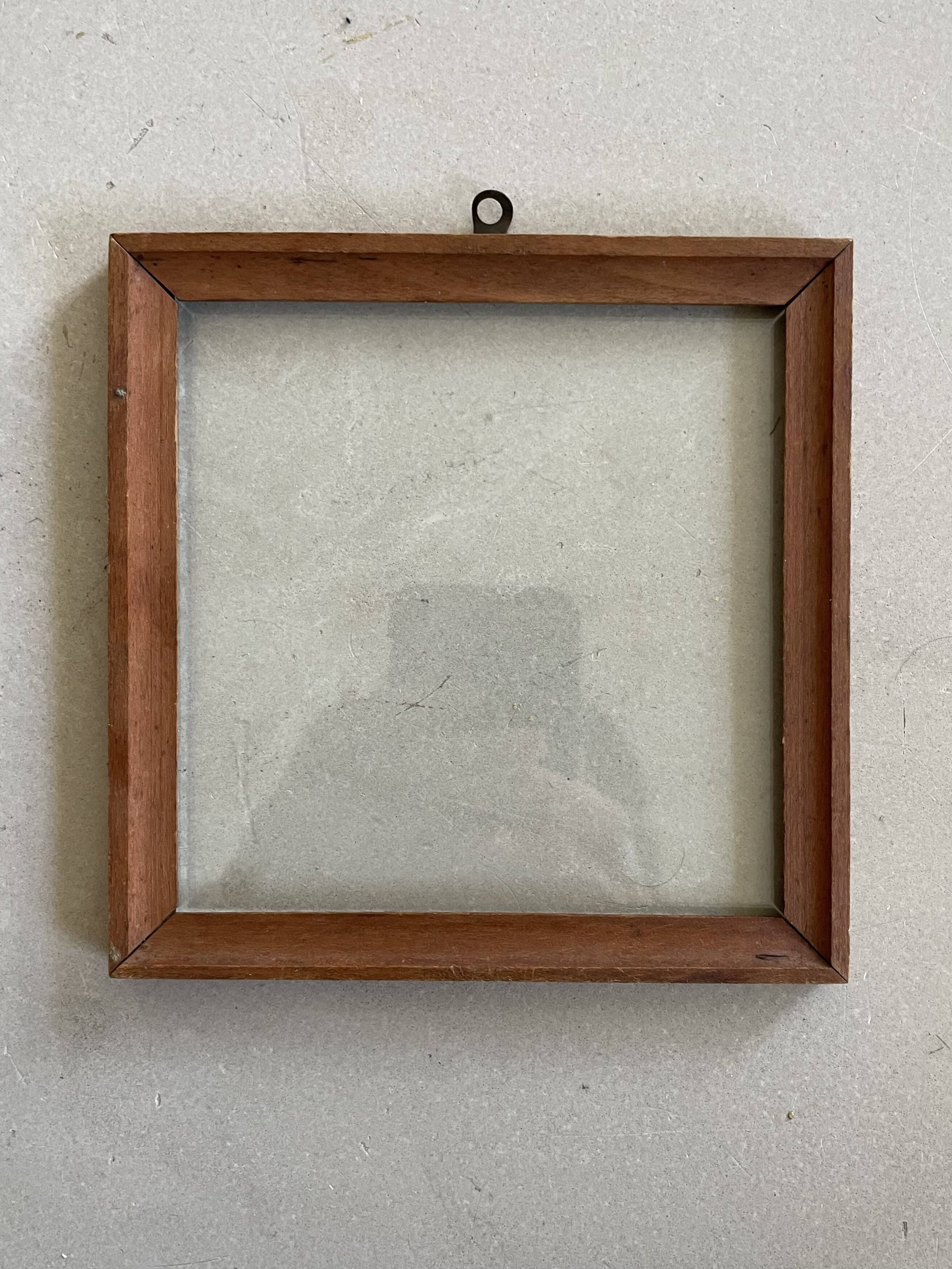 Small old square wooden frame 14x14cm