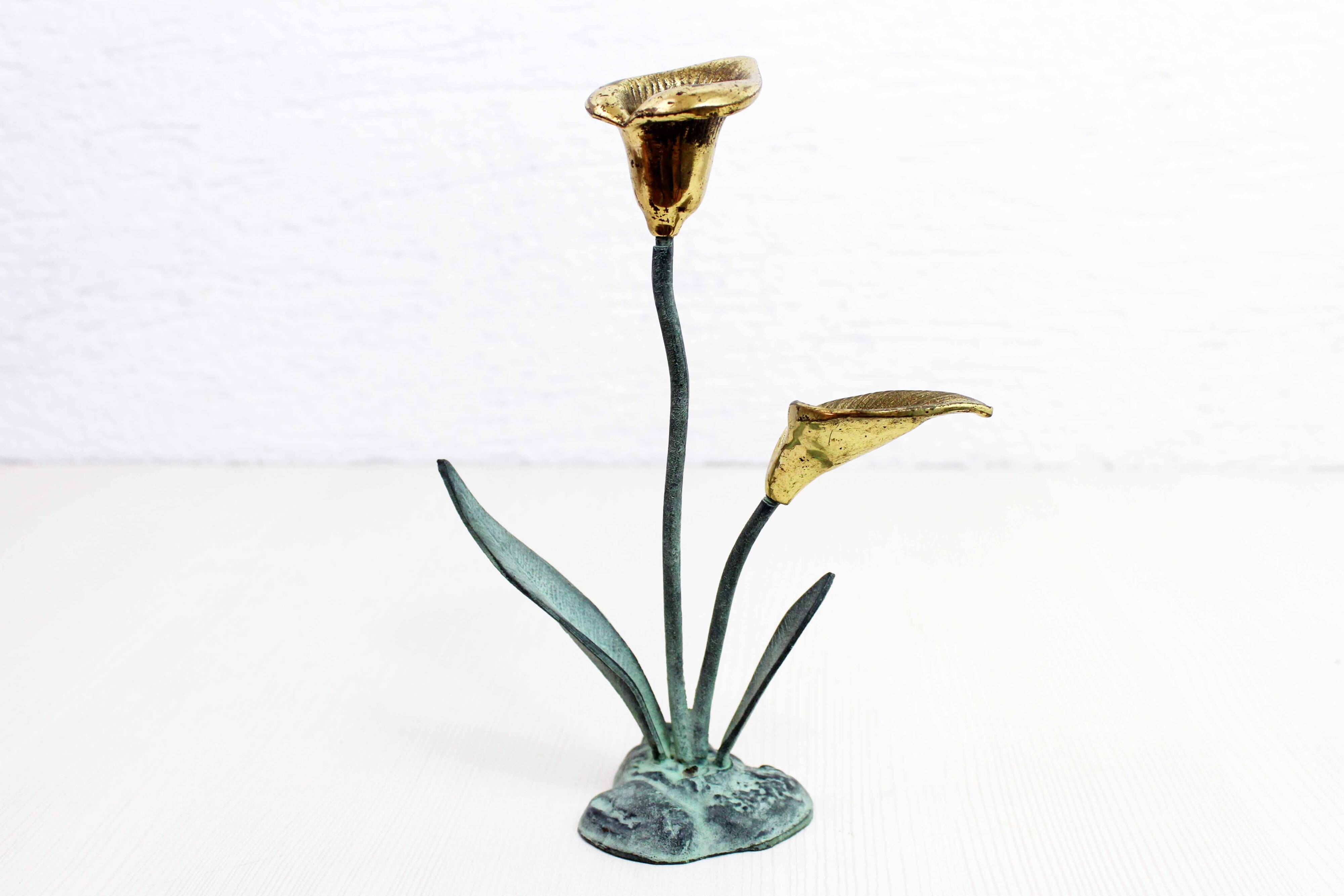 Brass flower candle holder