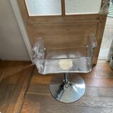Plexiglas armchair with steel base from the 90s