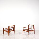 2 fauteuils lounge en teck par Arne Vodder pour Glostrup Mobelfabrik