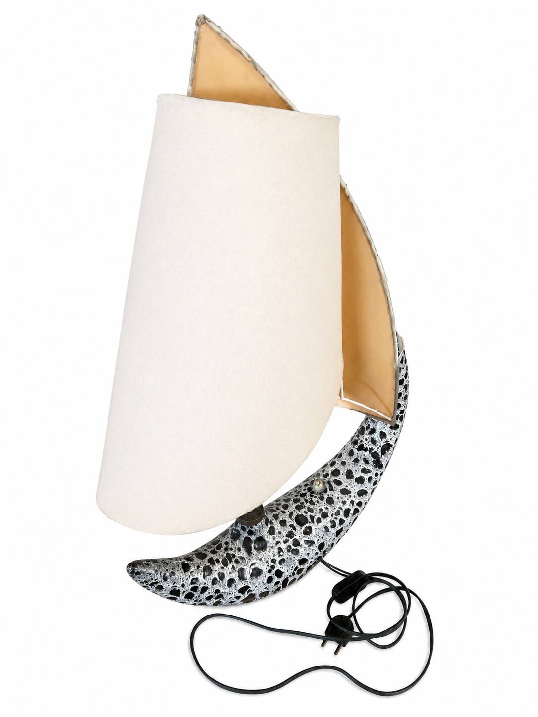 Ceramic table lamp in the shape of a boat from Vallauris.