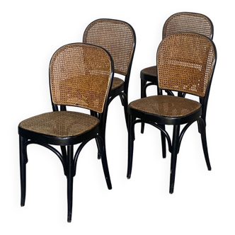 Set of four 70s cane chairs