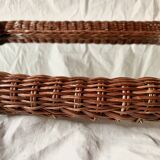 Vintage rectangular woven rattan wall mirror