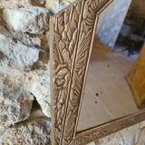 Art Deco hexagonal wooden mirror