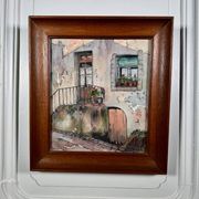Aquarelle sur papier représentant l'entrée d'une maison début XXe
