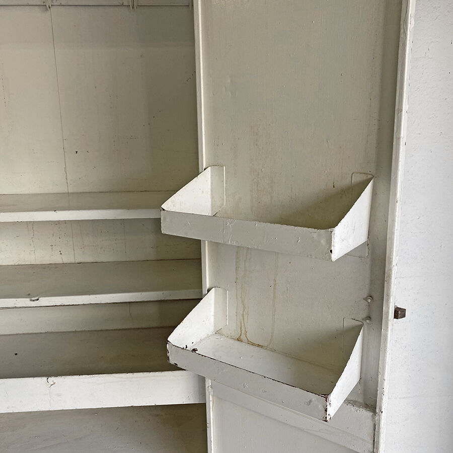50's off-white industrial cabinet