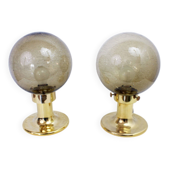 Pair of golden glass lamps