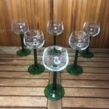 Set of 6 alsace balloon wine glasses vintage green glass