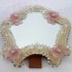 Venetian psyché mirror, blown glass from Murano, floral and beaded patterns.