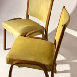 Pair of vintage Bow wood chairs for Steiner - Fabric and wood
