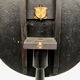 Napoleon III tipping pedestal table, blackened wood burgauté of mother-of-pearl