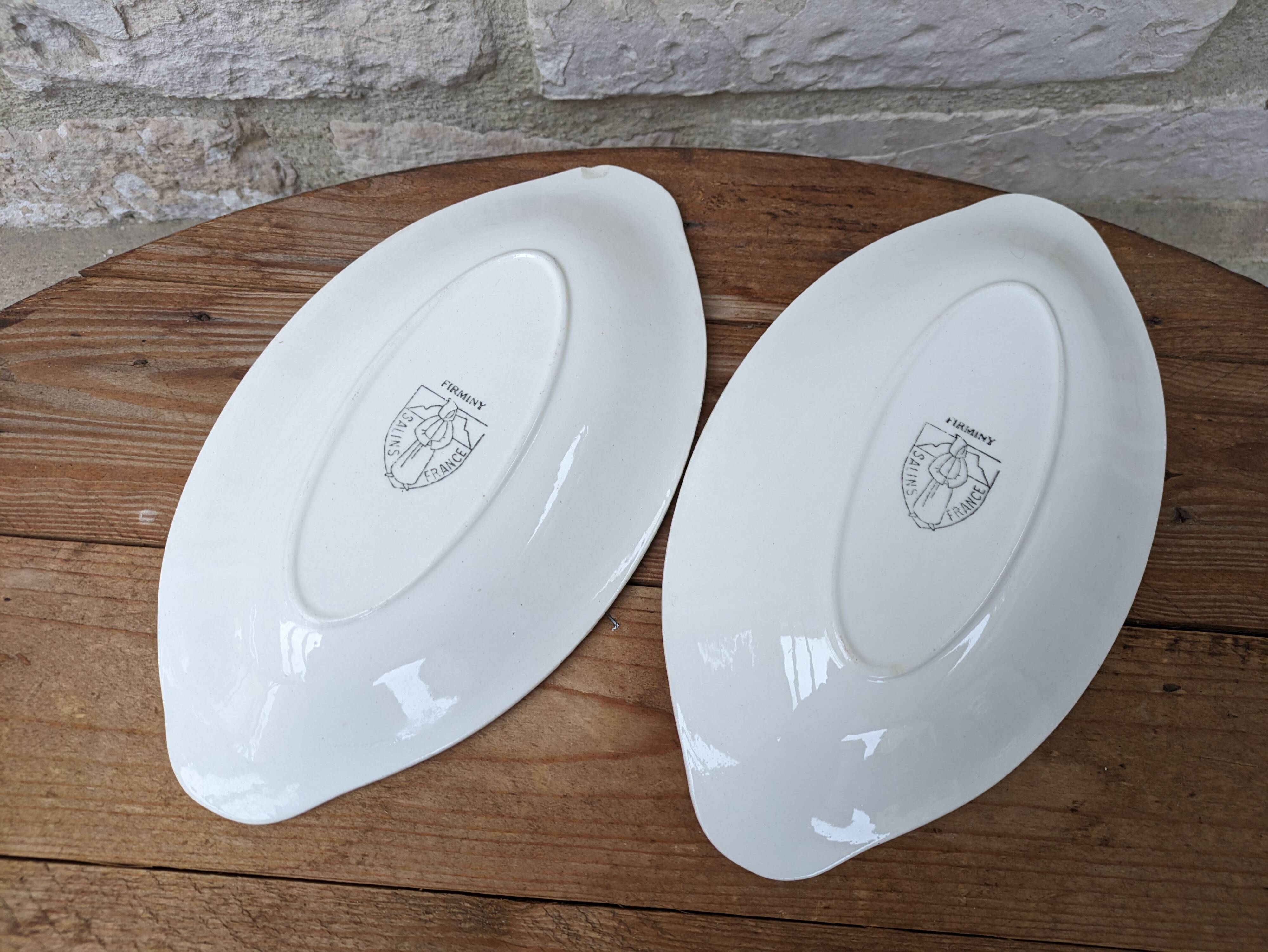 Lot of 2 old ceramic dishes Firminy Salins France