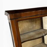 vintage wooden display cabinet with curved glass