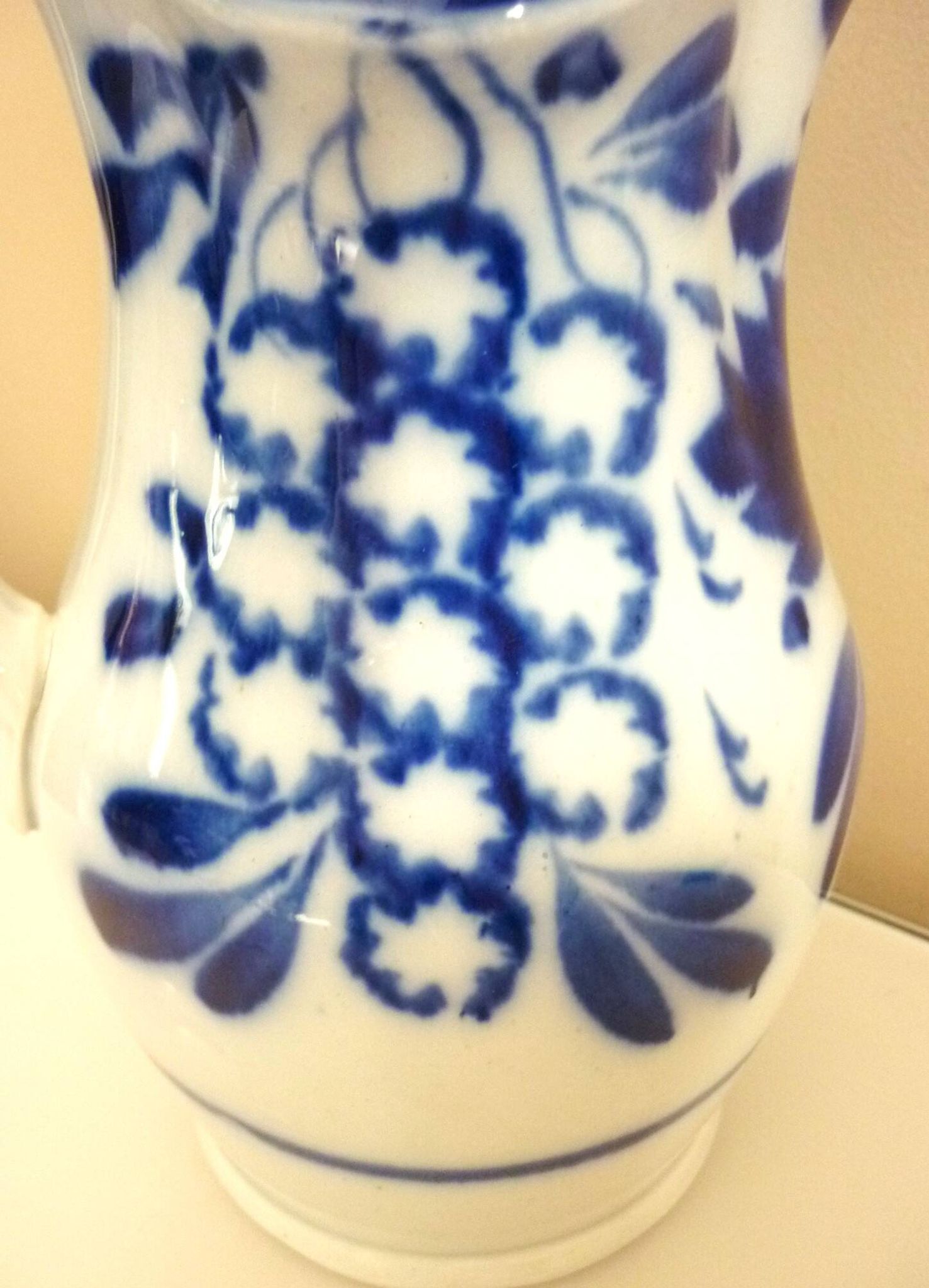 Carafe, antique jug, porcelain with stylised cobalt blue decorations, Art Deco.