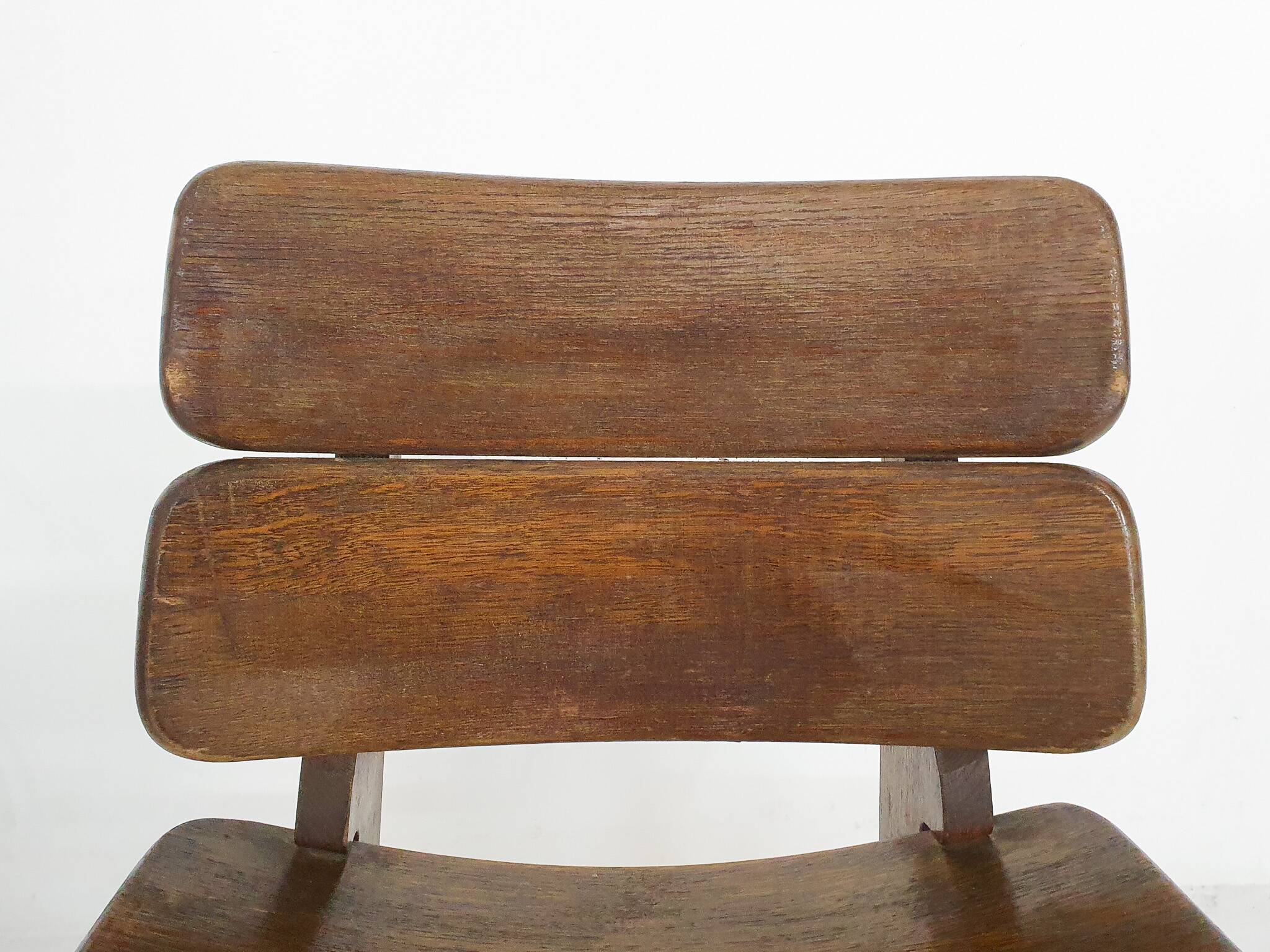 Set of four solid oak dining chairs, The Netherlands 1970's