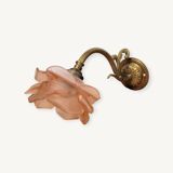 Old pink and golden brass wall lamp