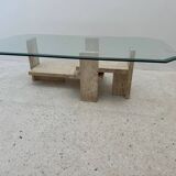 Brutalist travertine coffee table, 1970s