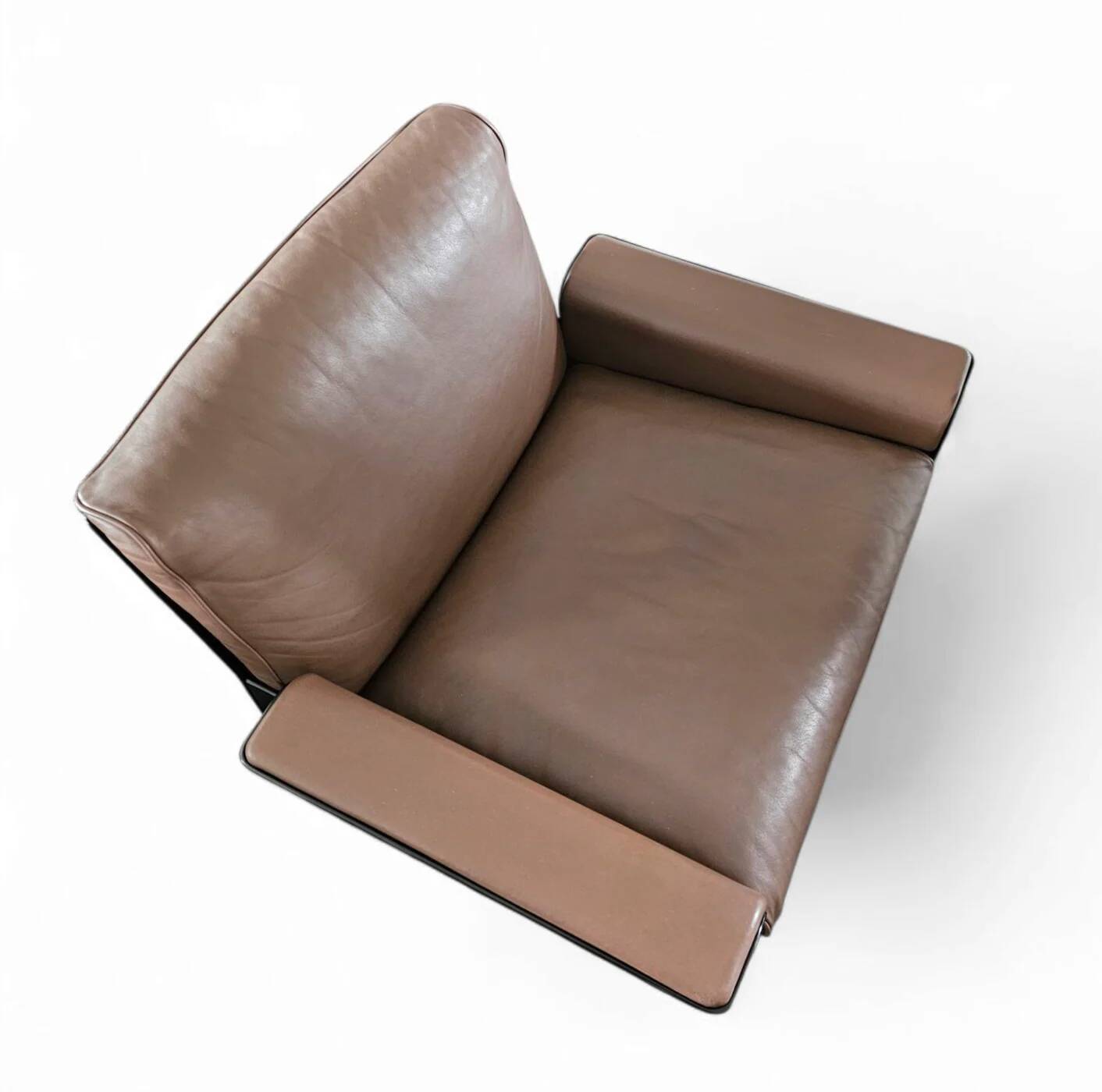 2 x Black shell & brown leather 620 chair programme lounge chair by Dieter Rams for Vitsoe, 1980s, top condition