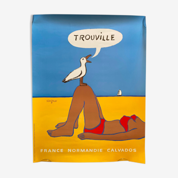 Affiche originale "Trouville France Normandie Calvados" Raymond Savignac 50x65cm 1987