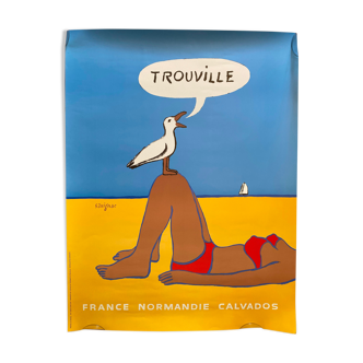 Affiche originale "Trouville France Normandie Calvados" Raymond Savignac 50x65cm 1987