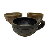 Set of 3 cups signed sandstone bowls