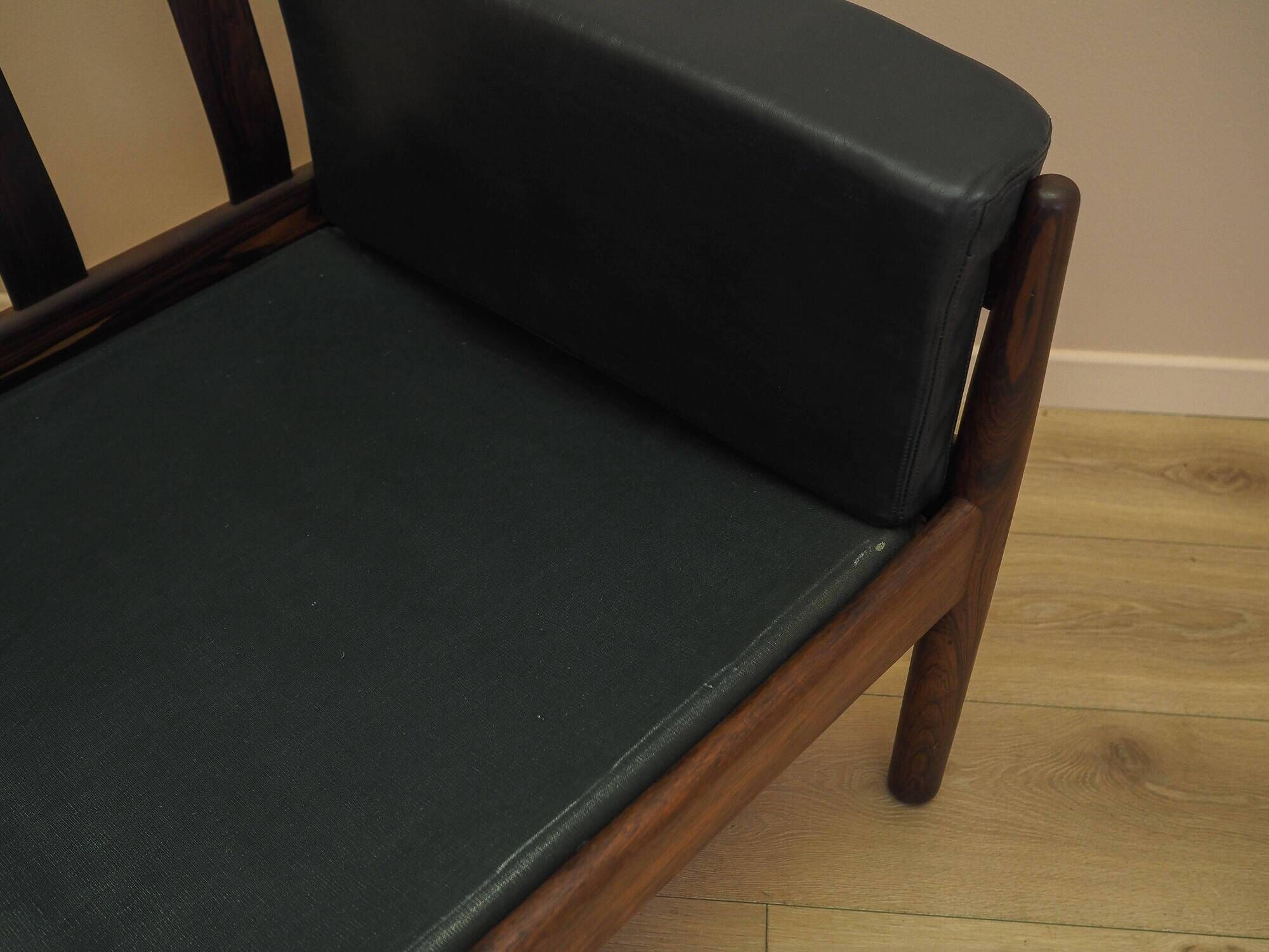 Rosewood sofa Gunnar Myrstrand for Källemo, black leather, 1960s