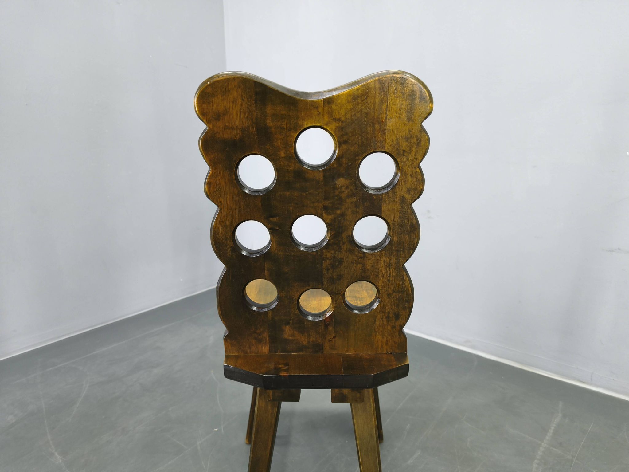 Set of 3 Brutalist Wooden Chairs, Czechoslovakia, 1950s