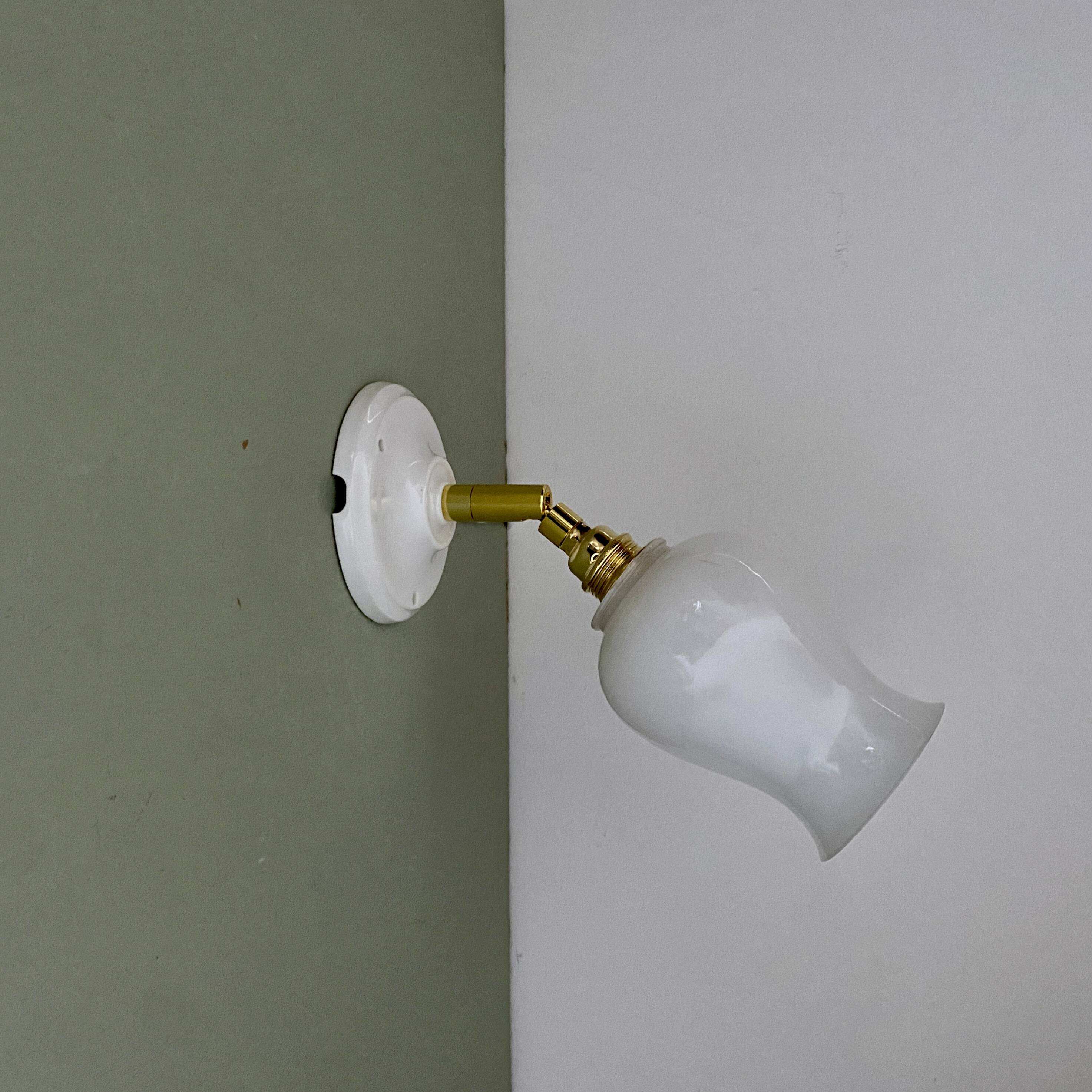 Vintage tulip wall lamp in white opaline