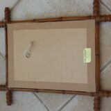Mirror with turned wooden frame imitation bamboo