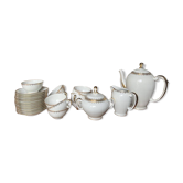 Service à café en porcelaine blanche et dorée, Pommier Dureil
