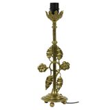 Elegant Floral Table Lamp Brass Art Nouveau Style 43cm