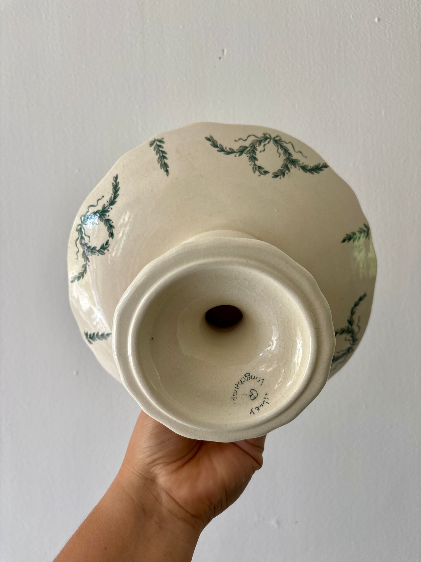 Compote dish or antique footed plate in ironstone - Villey de Longc