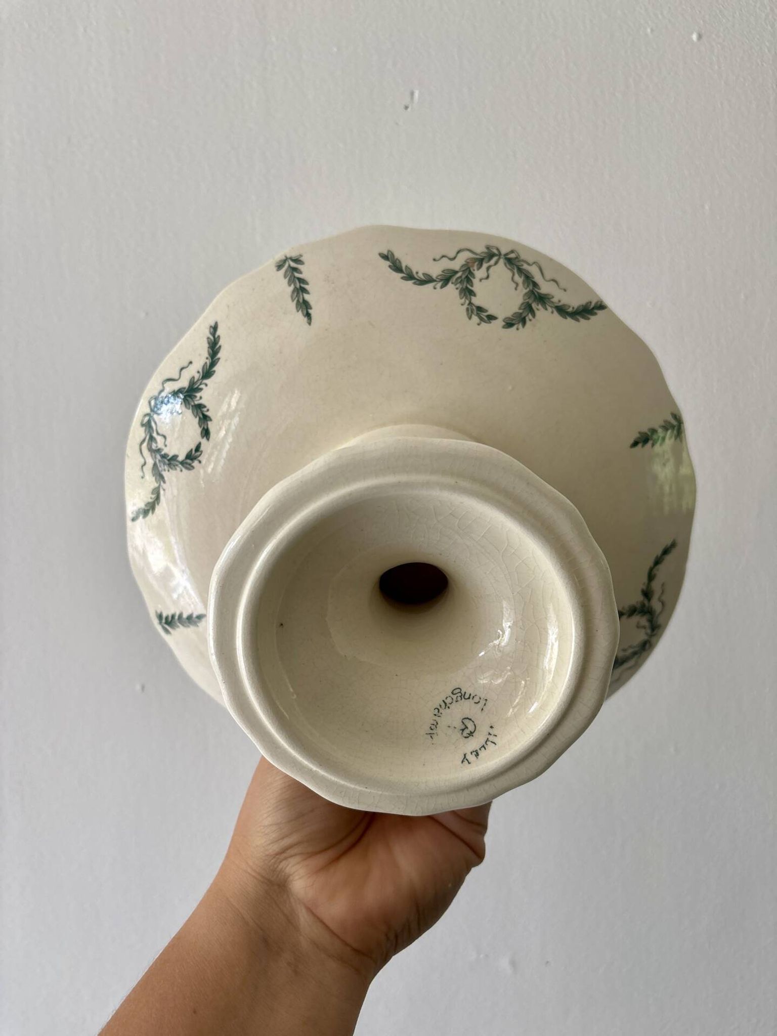Compote dish or antique footed plate in ironstone - Villey de Longc