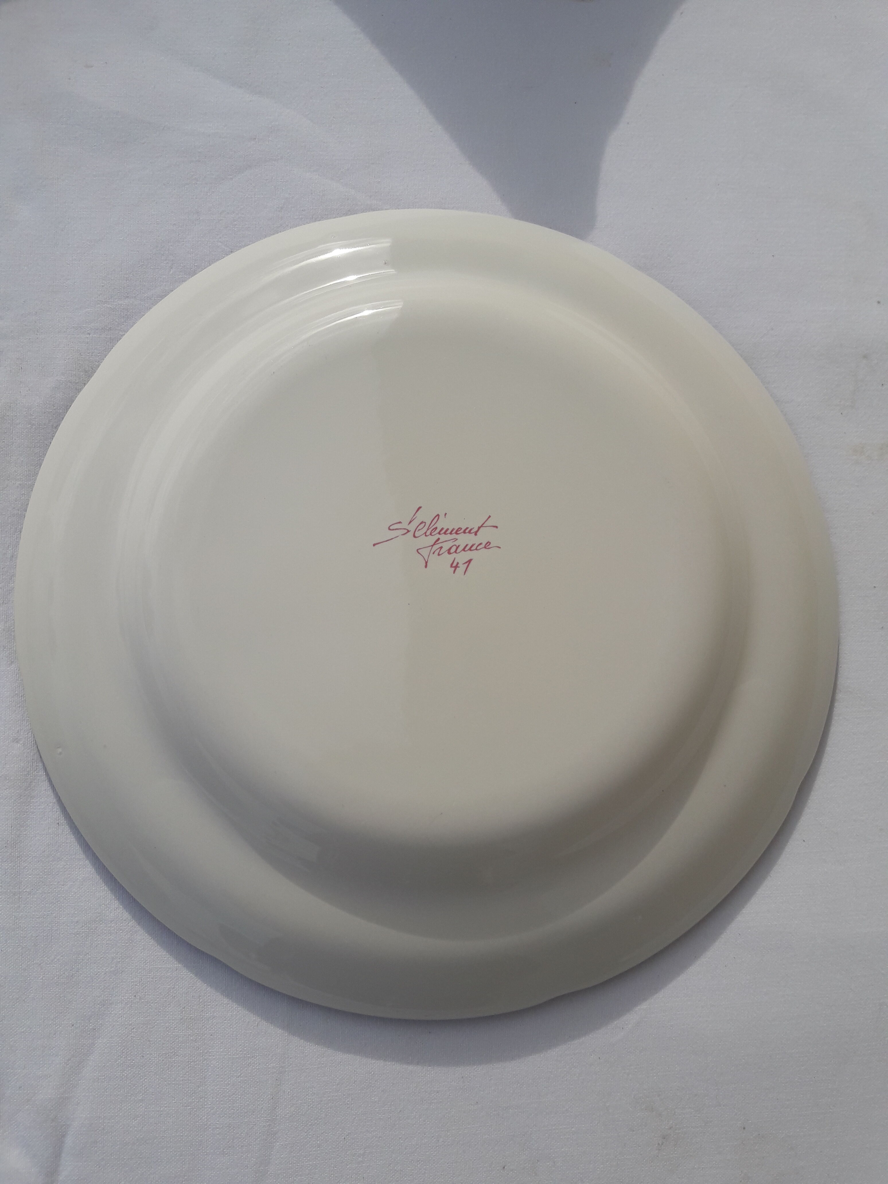Saint Clement's earthenware plate 41 suede floral decoration 24.5 cm