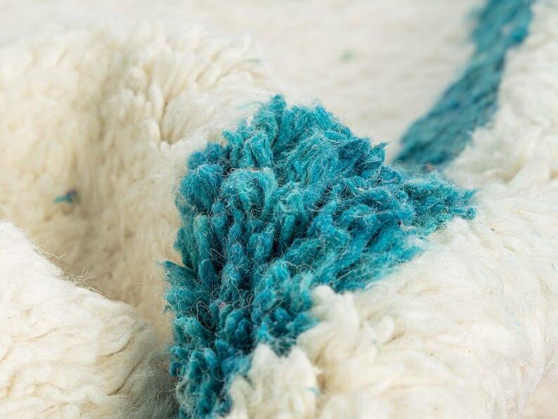 Custom-made pure wool Berber rug with colourful patterns, size 150/250 cm.