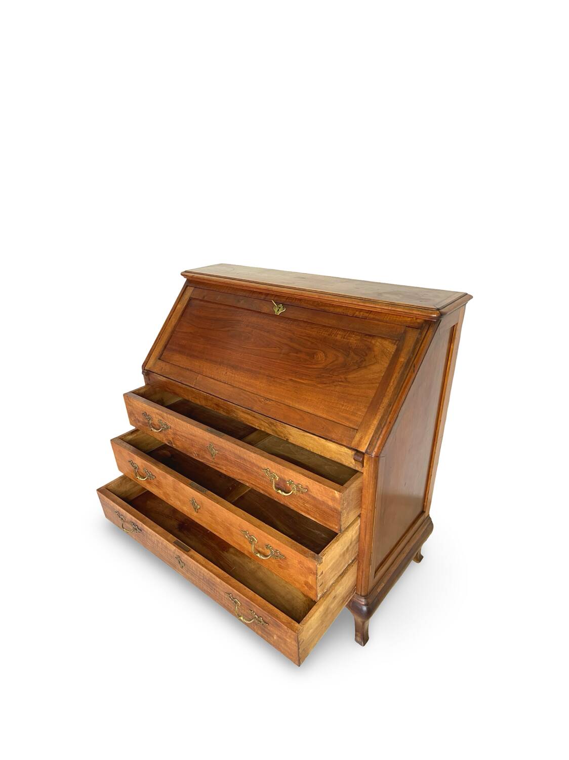 Antique Italian secrétaire in solid walnut, 1920s/1930s.