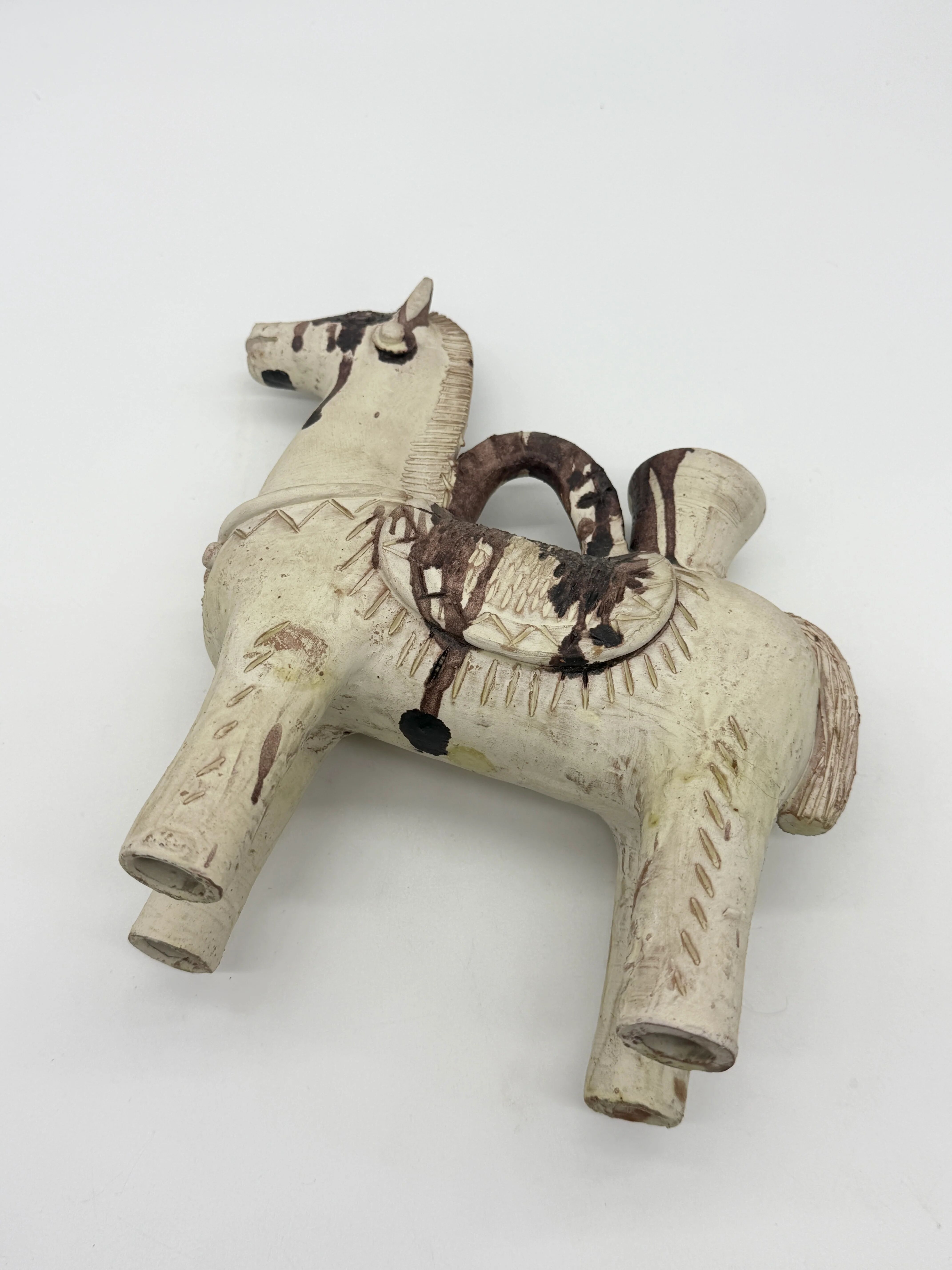 Ceramic candlestick horse, Sardinian, 1960s