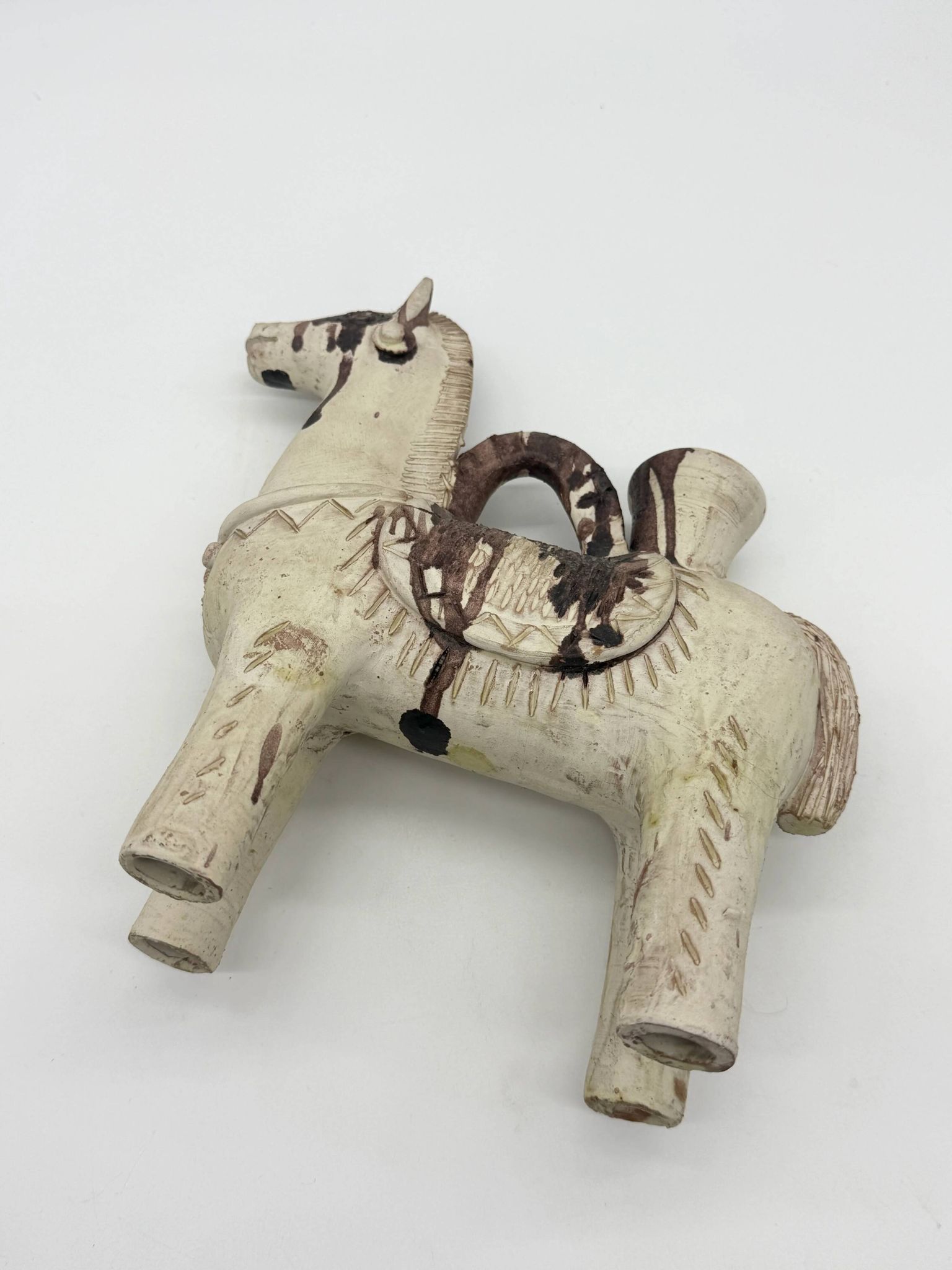 Ceramic candlestick horse, Sardinian, 1960s