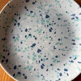 Set of 2 dinner plates and 2 dessert plates with blue terrazzo pattern