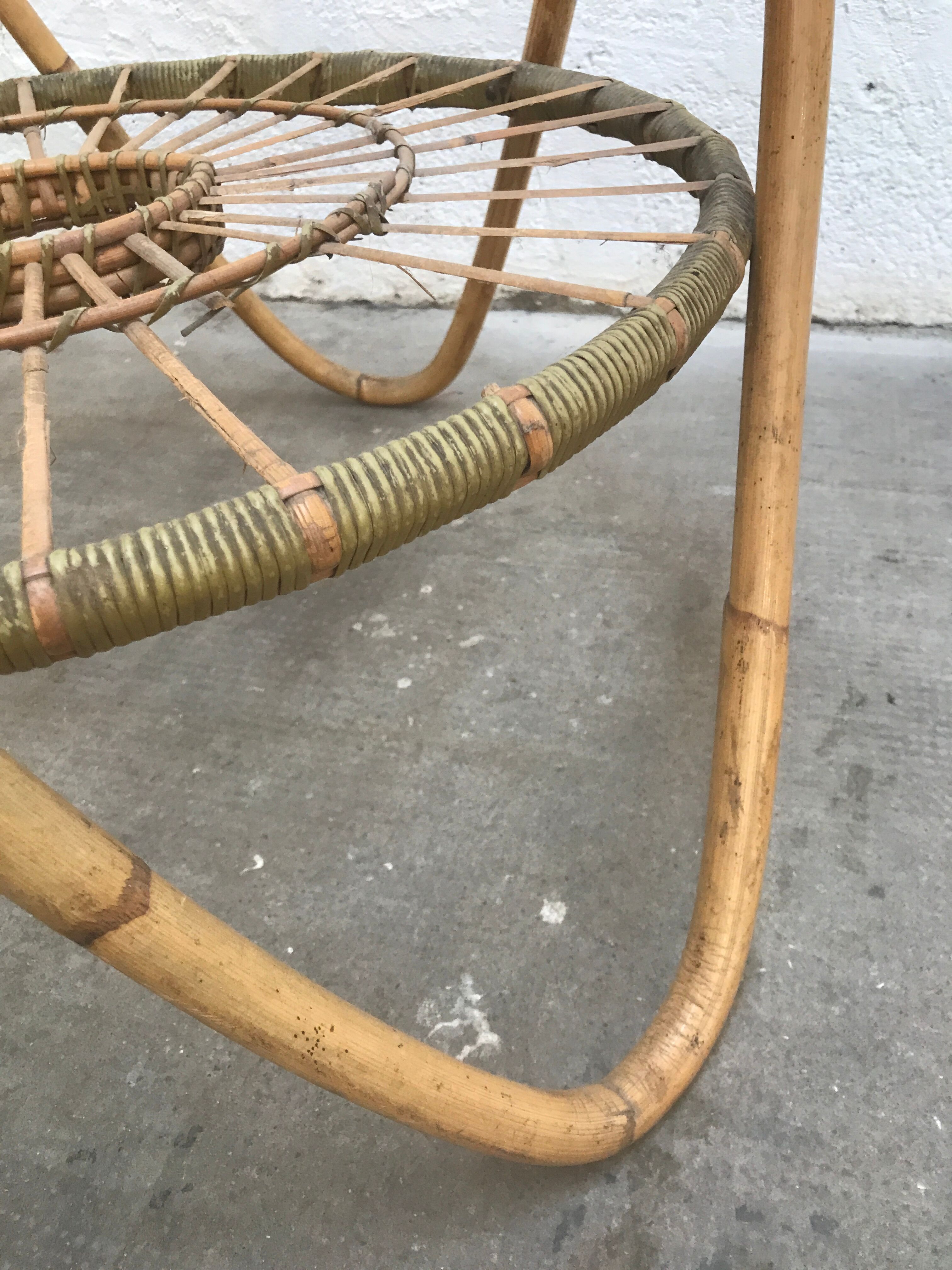 Bamboo and glass coffee table
